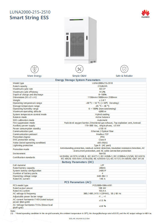 LUNA2000-215-2S10 Datasheet