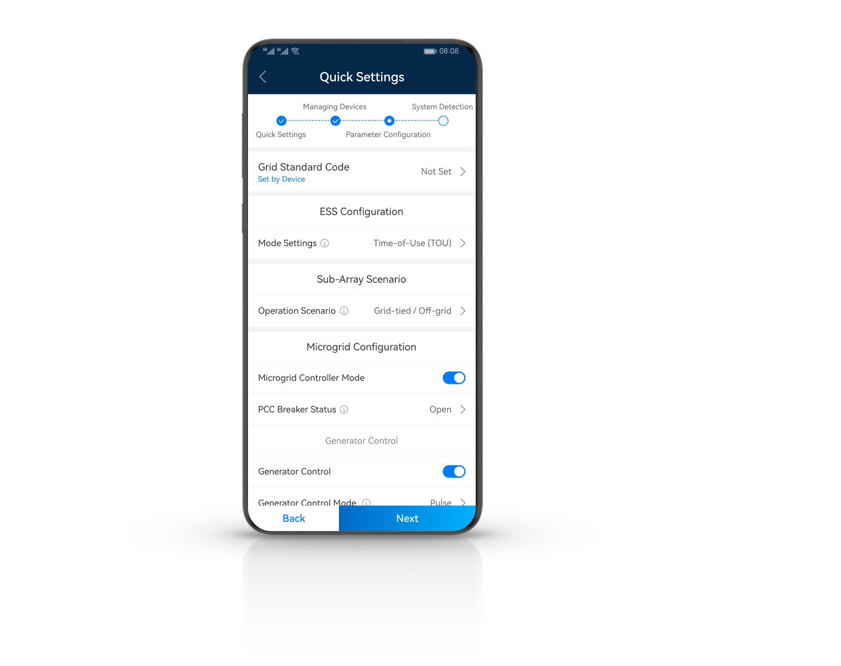 PV & ESS parameter settings