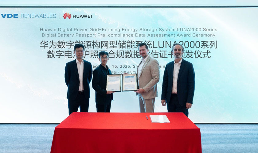 Huawei's Grid-Forming ESS Receives World's First VDE Pre-Compliance Data Assessment for Digital Battery Passport